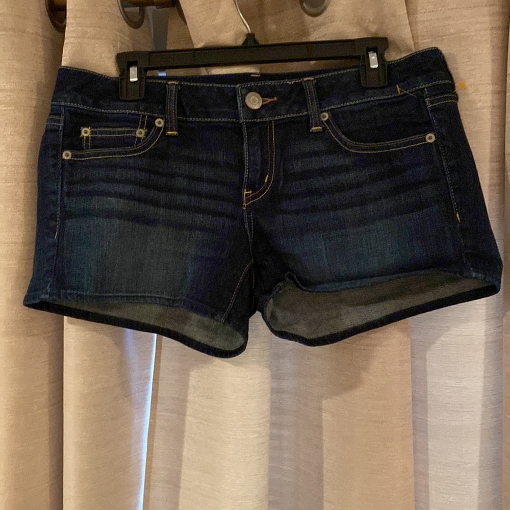 American Eagle Dark Denim Jean Shorts Stretch Y2K - Picture 3 of 4